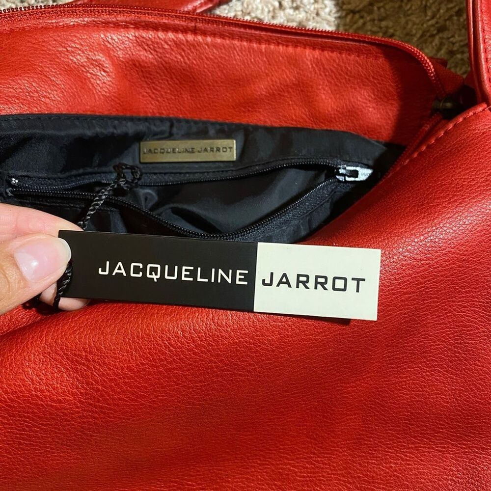 Jacqueline Jarrot Authentic Vintage Red Handbag Genuine Lamb Skin Leather